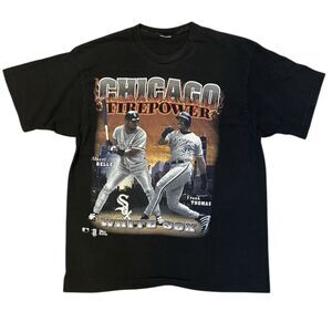 Vintage 90s Chicago Firepower T shirt Mens Sz XL/XXL White Sox MLB Baseball
